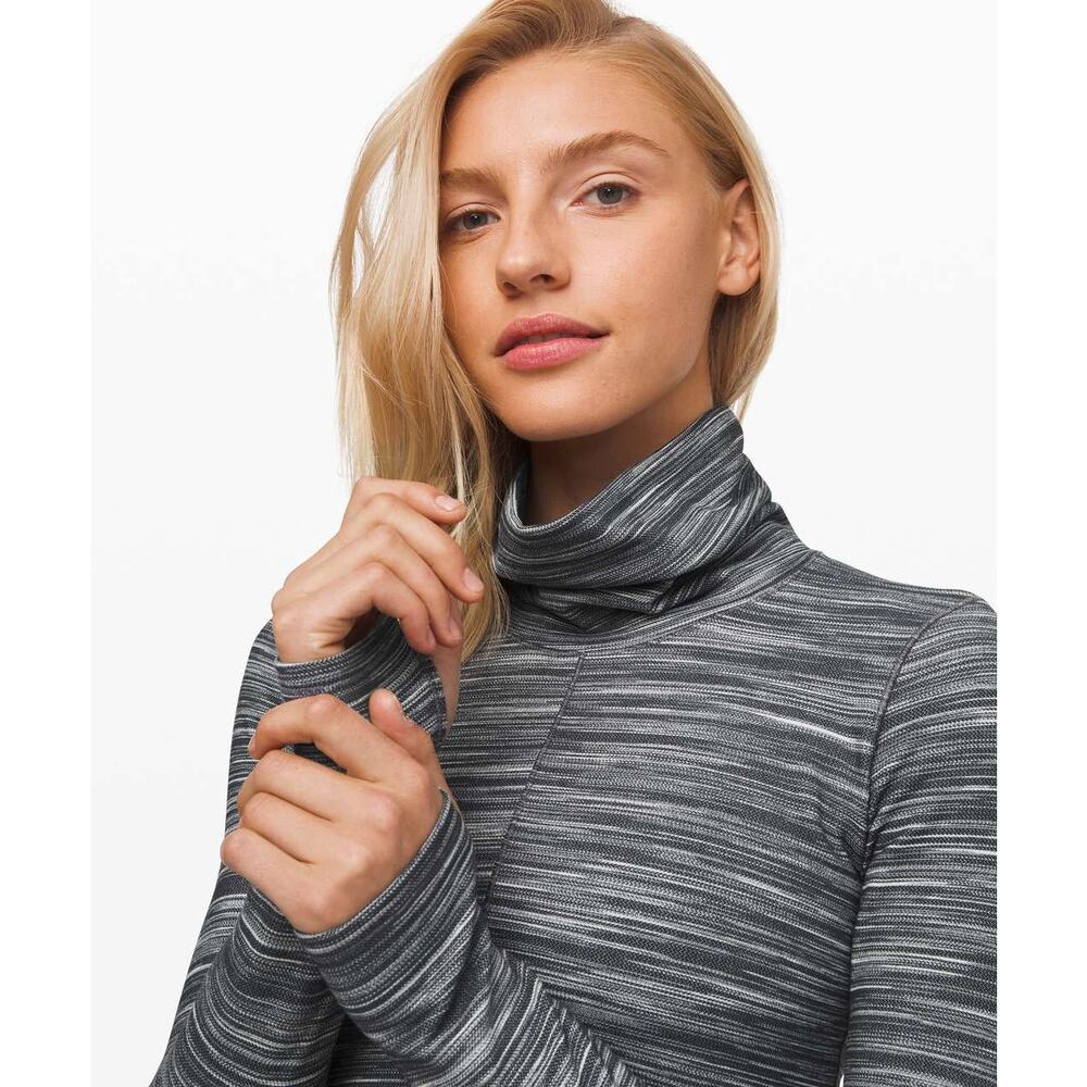 LULULEMON Melodic Movement Long Sleeve Size 8 Mini Space Dye Herringbone Heather - Picture 2 of 8